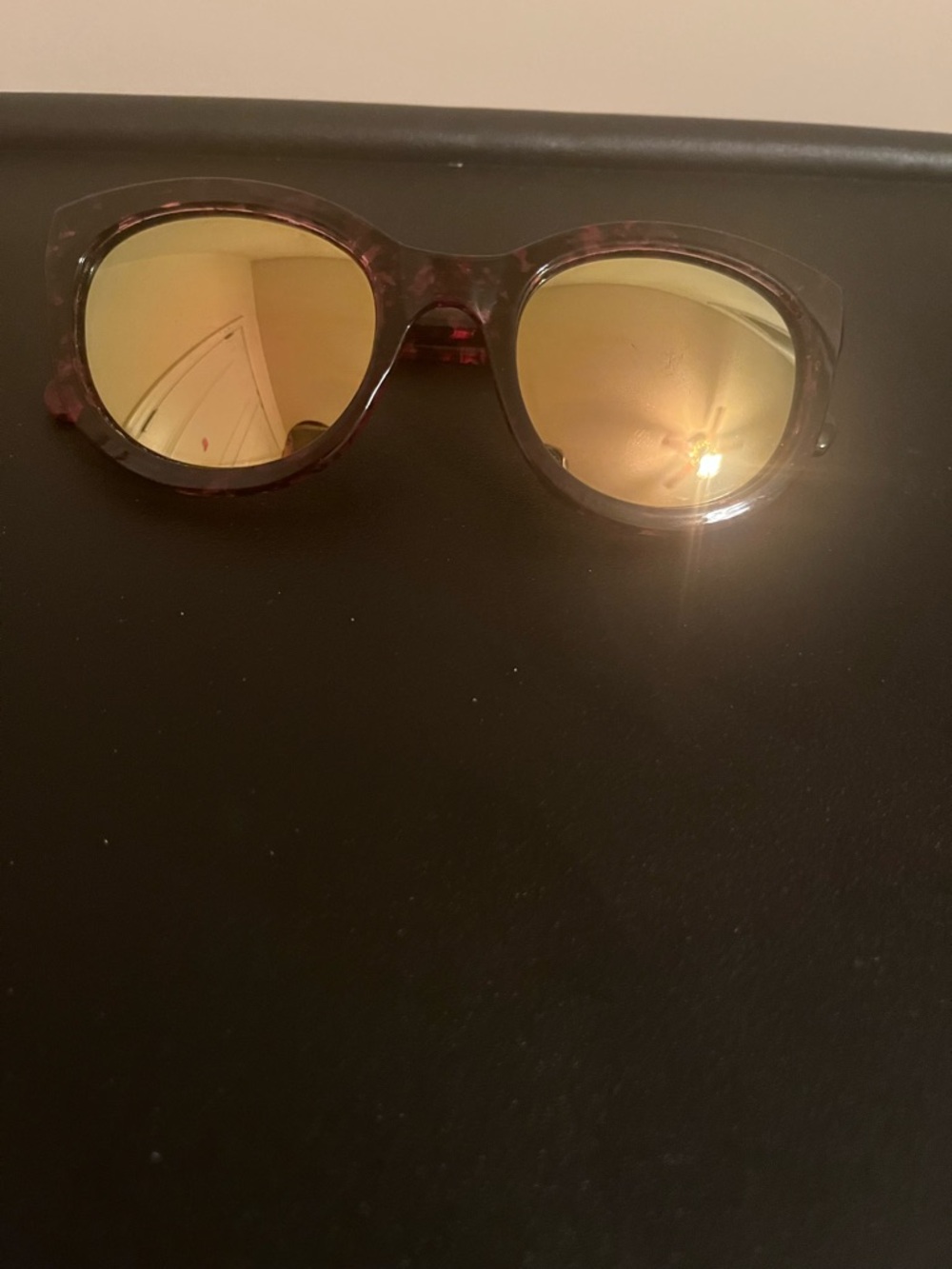 Round Tortoiseshell Sunglasses with Gold Mirror Lenses